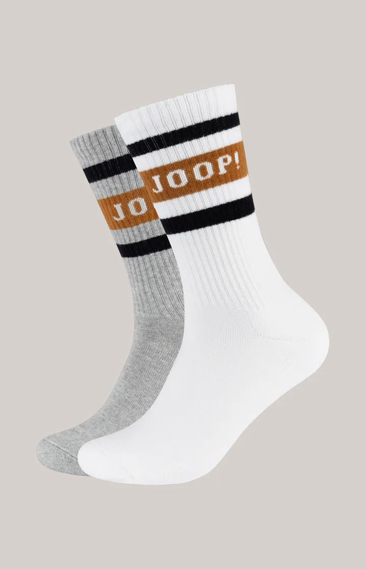 2er-Pack Socken in Blanc/Grau