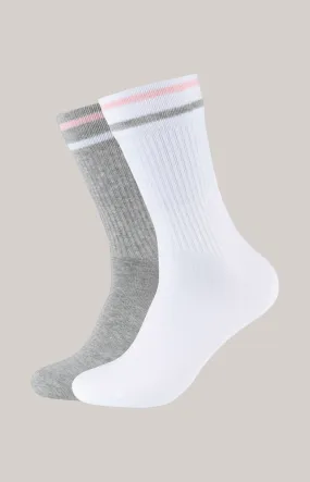 2er-Pack Socken in Weiß/Grau
