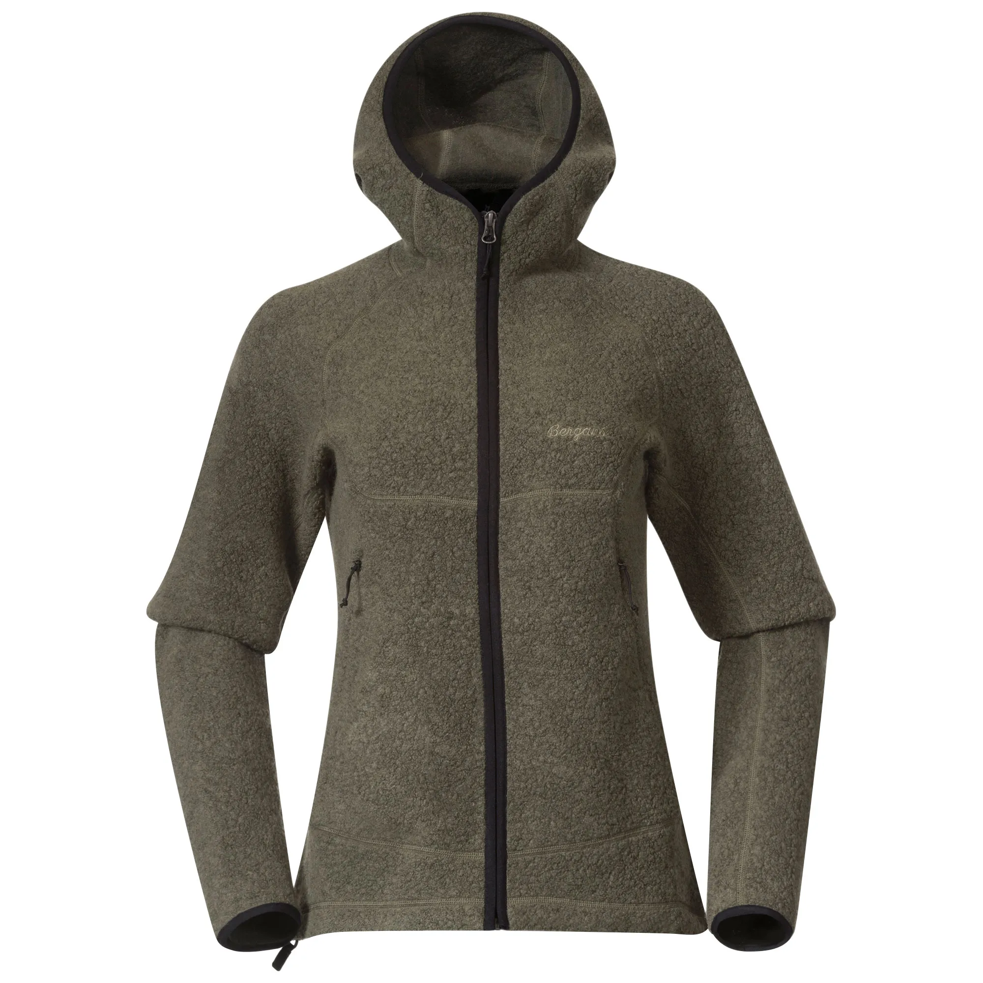Bergans Vaagaa Merino Terry Midlayer Hoodie Damen Fleecejacke green mud hier im Fleecejacken Online-Shop günstig kaufen