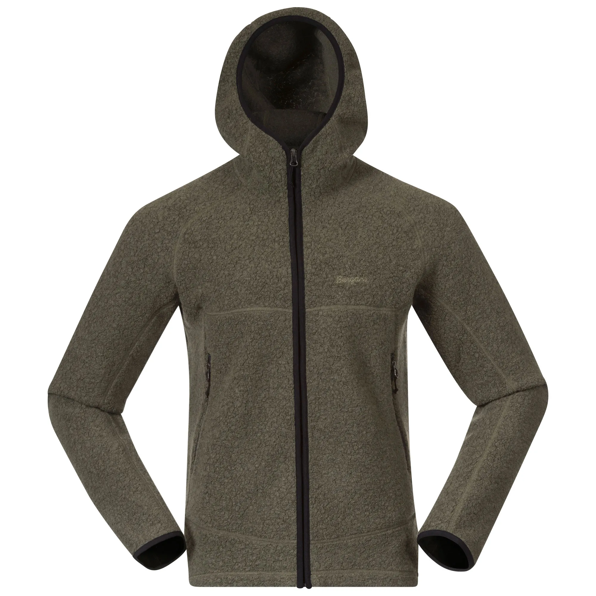 Bergans Vaagaa Merino Terry Midlayer Hoodie Herren Fleecejacke green mud hier im Fleecejacken Online-Shop günstig kaufen
