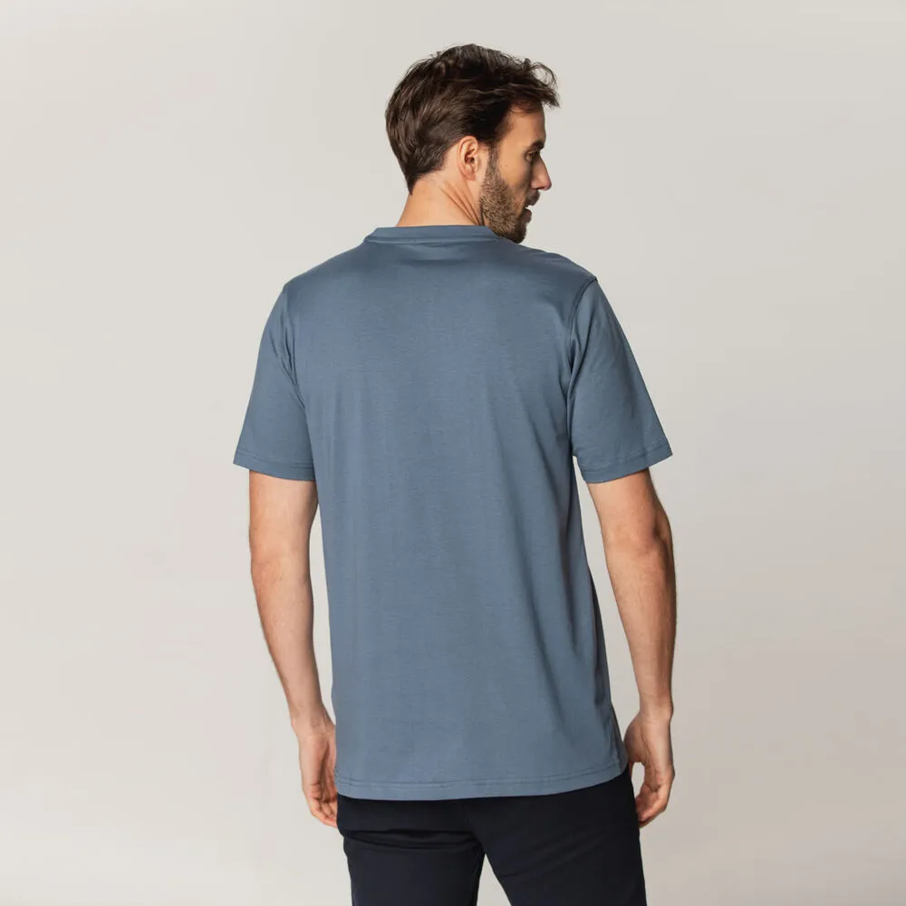 Blaues Herren T-Shirt, mit farblich abgesetzten Elementen 15213