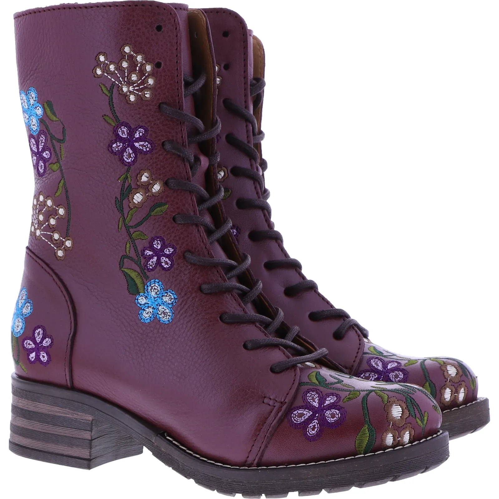 Brako / Modell: Military / Planet Leder / Burdeos-Bordeaux Flower / Art: 8403 / Damen Stiefel