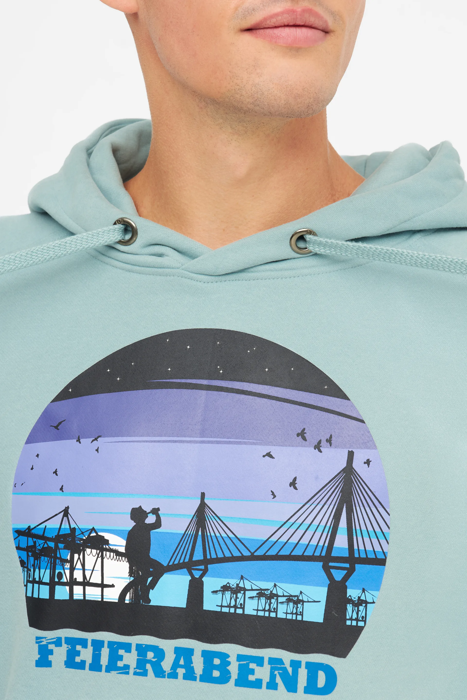 Derbe Hoodie FeierNacht Herren Hellblau Türkis