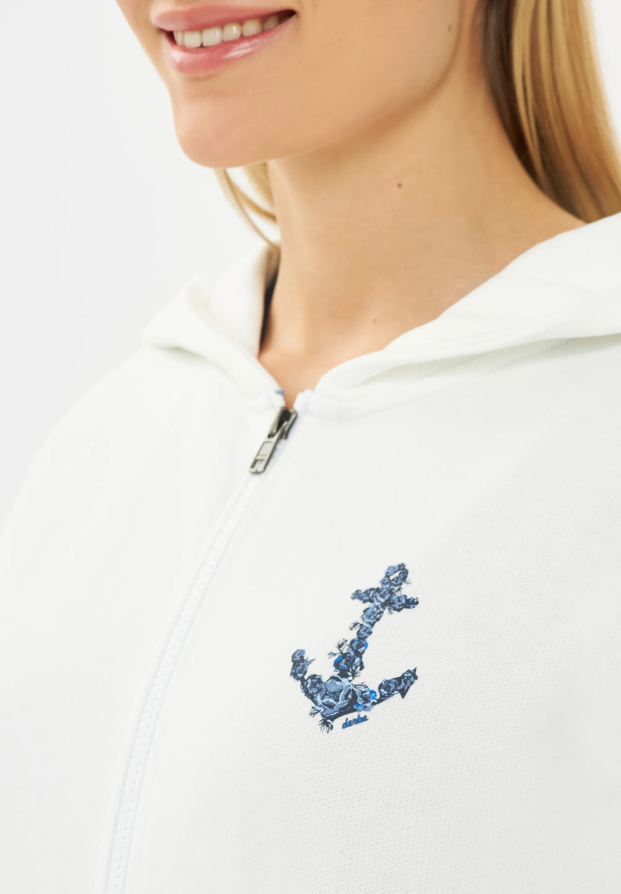 Derbe Hoodie Sweatjacke Rosenanker Damen Weiß