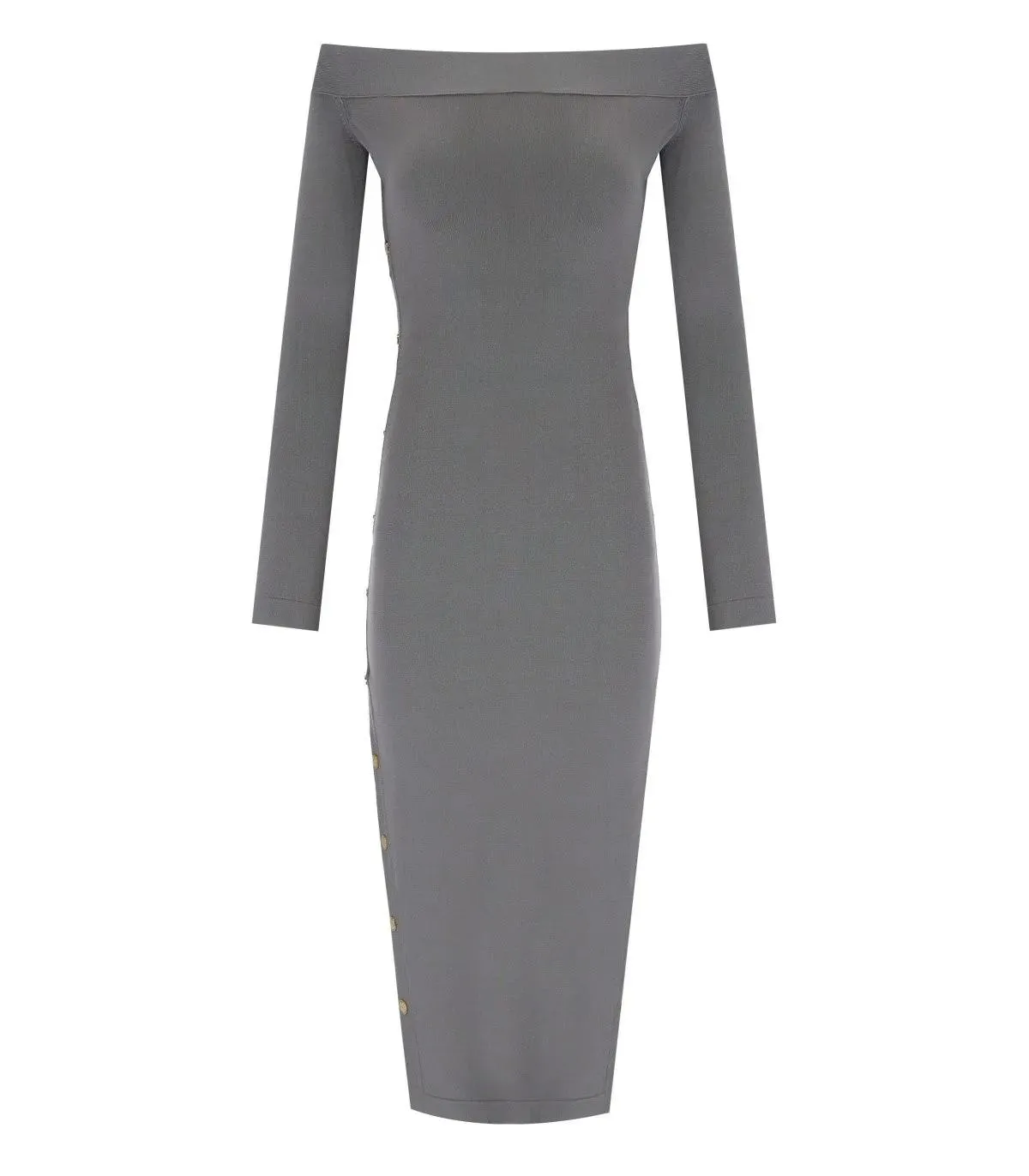   Elisabetta Franchi  ELISABETTA FRANCHI STEEL MIDI STRICKKLEID grau  Kleider 