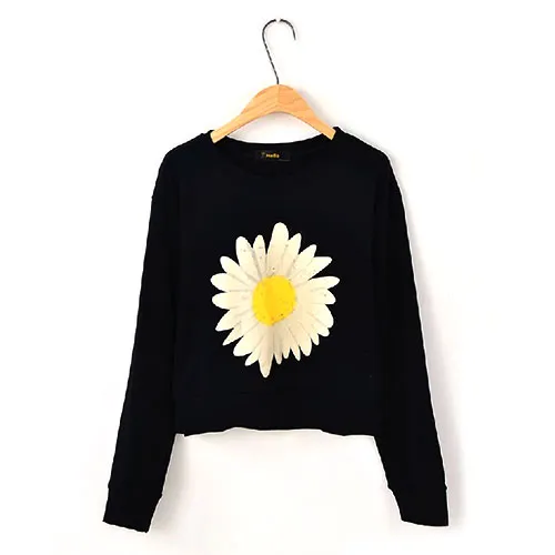 Freizeit Sweatshirt mit Druck von Gänseblümchen