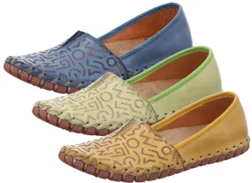 Gemini Damen Slipper Mokassin Muster Ziernaht Leder