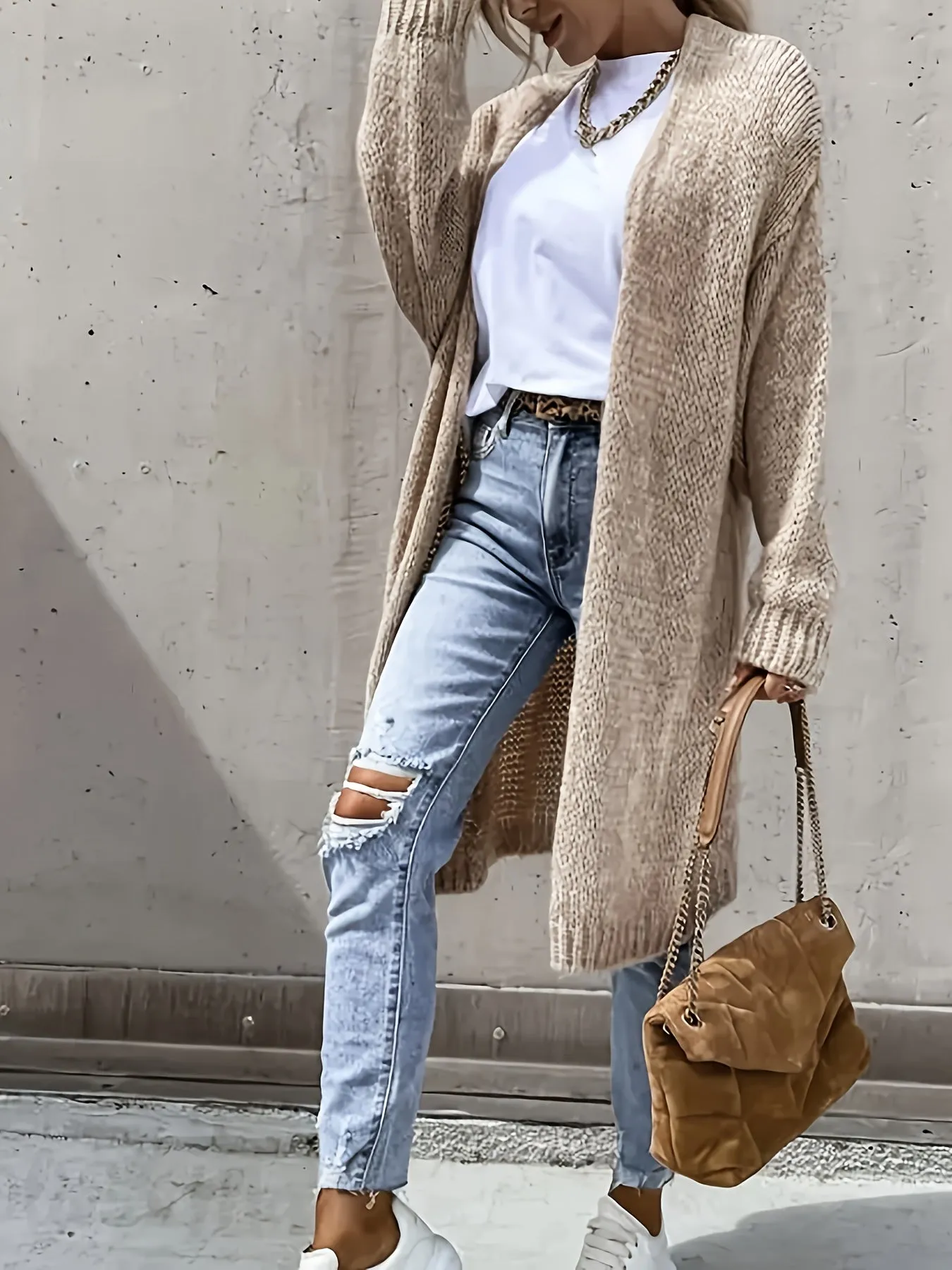 Heidi-Mode | Drop Shoulder Fleece Strickjacke Für Frauen