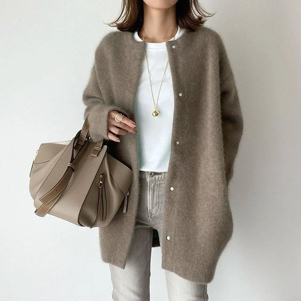Heidi-Mode | Langärmelige Strickjacke Mit Knopfverschluss