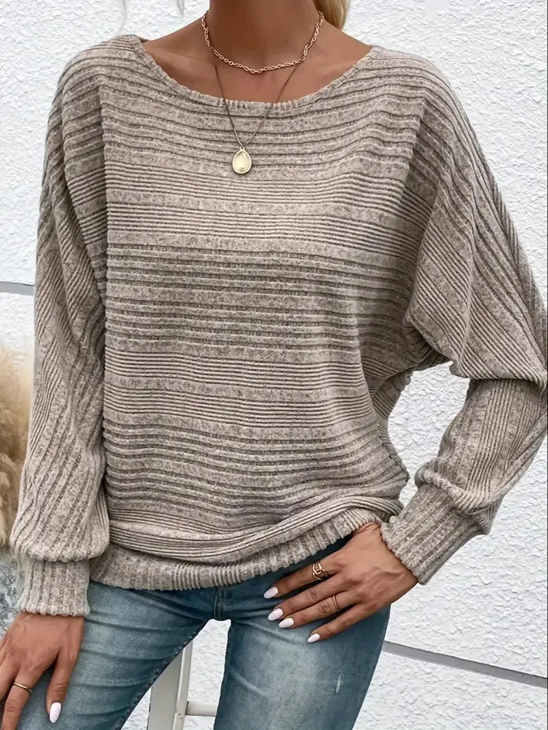 Heidi-Mode | Lässiger Rundhalspullover Mit Fledermausflügelärmeln
