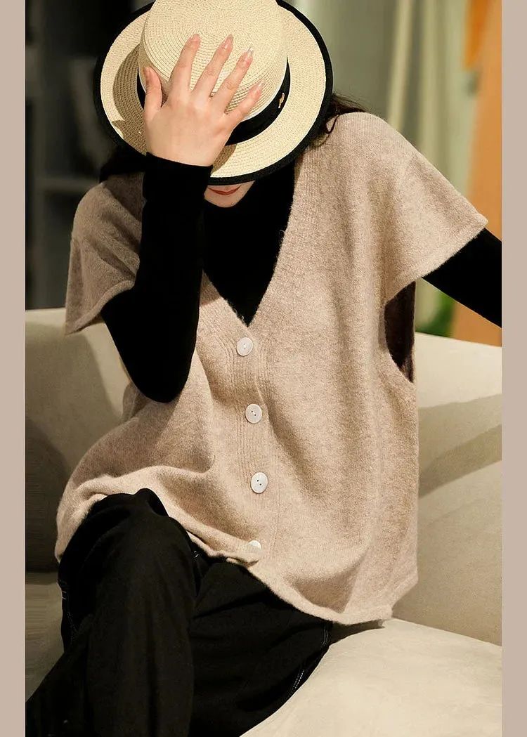 Heidi-Mode | Strickweste Mit V-Ausschnitt Und Knöpfen Kurzarm