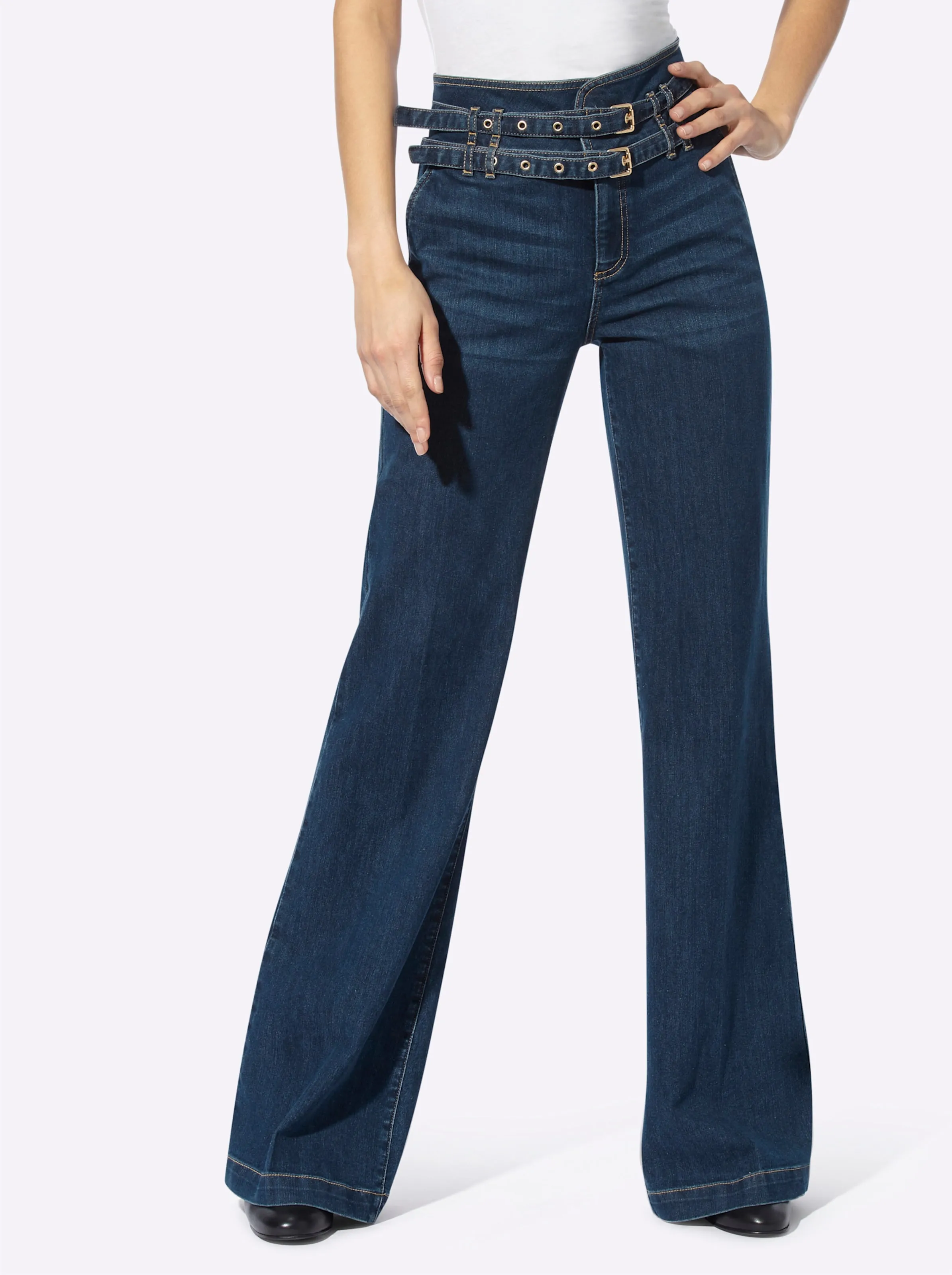 heine Bootcut-Jeans in blue-stone-washed