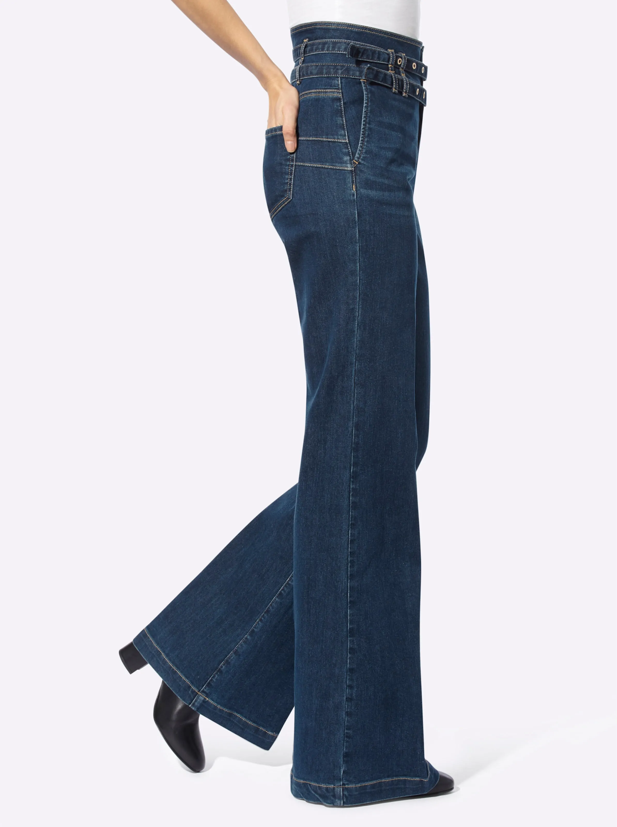heine Bootcut-Jeans in blue-stone-washed