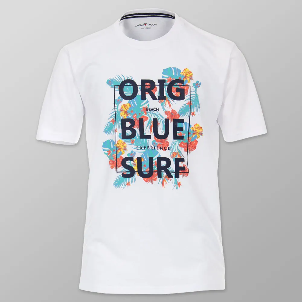 Herren T-shirt mit Aufschrift und buntem Blumendruck 11851
