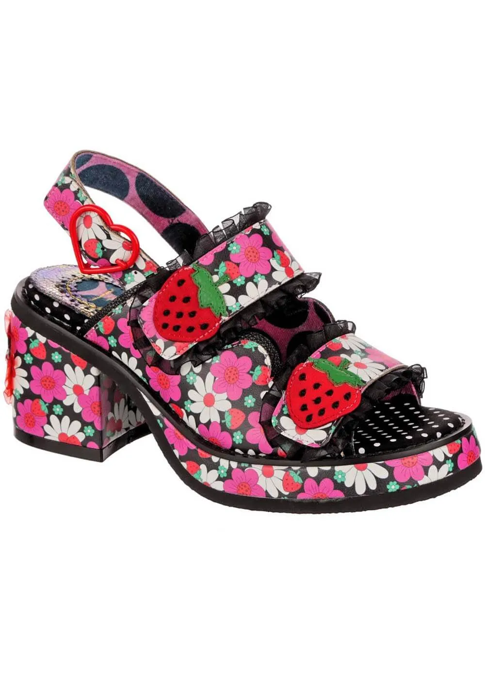 Irregular Choice Fields Forever Strawberry Sandalen Schwarz