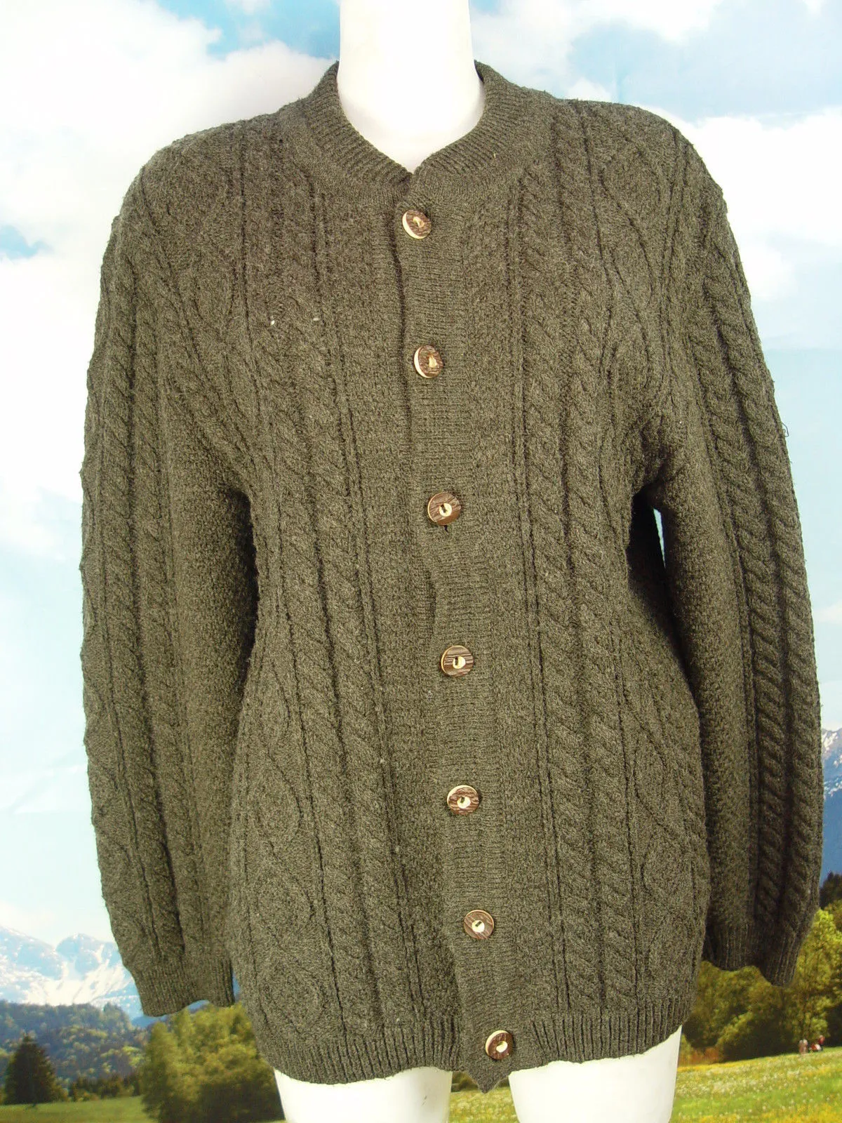 ISAR TRACHTEN braun & Zopfmuster Strickjacke Walkjacke Janker Jacke Gr.50