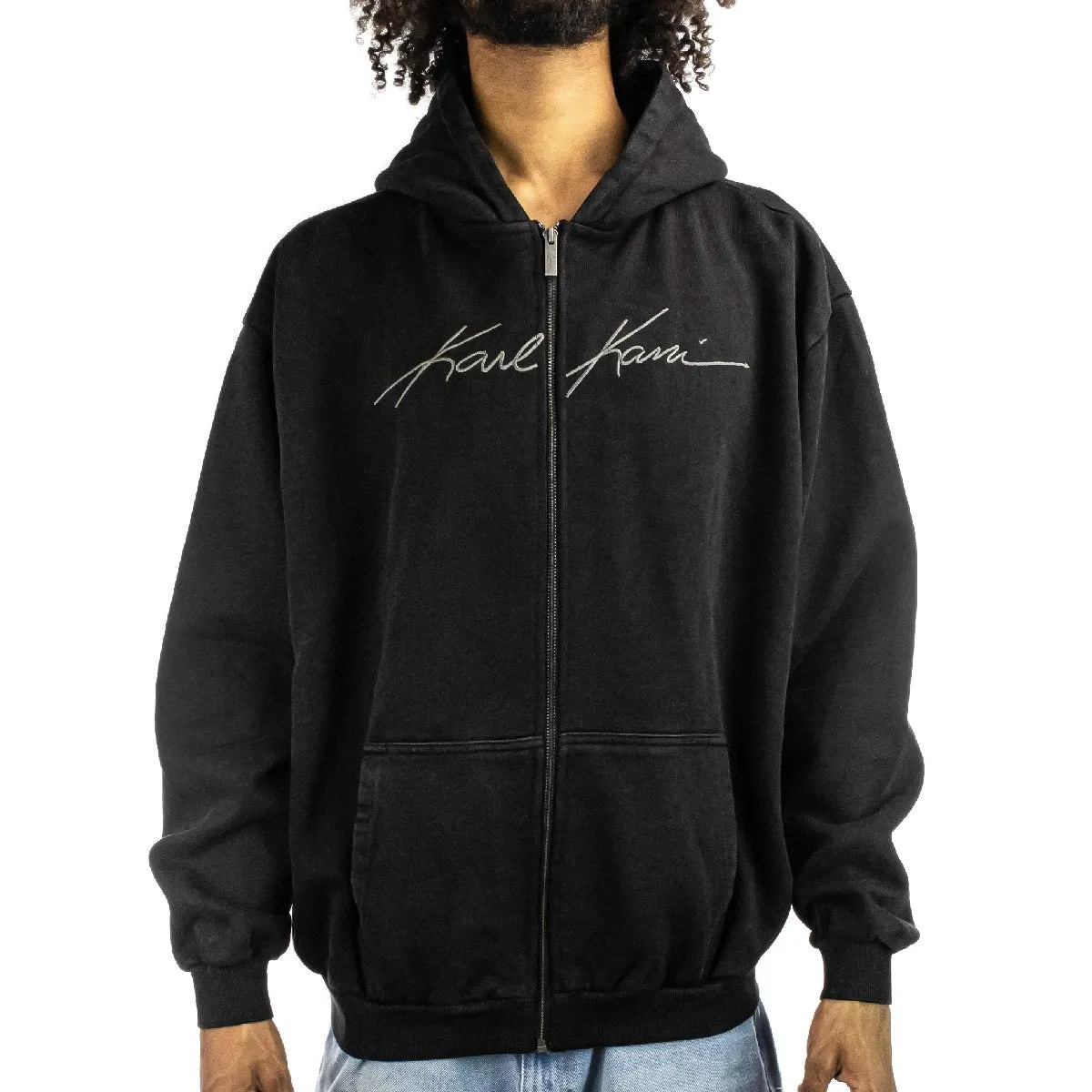 Karl Kani Autograph Heavy Oversize Zip Hoodie 60220061 - schwarz gewaschen