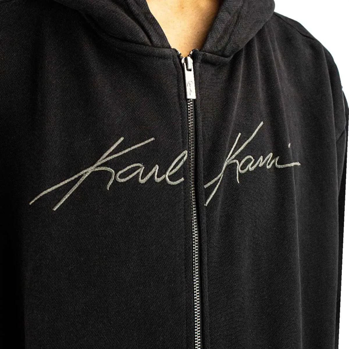 Karl Kani Autograph Heavy Oversize Zip Hoodie 60220061 - schwarz gewaschen