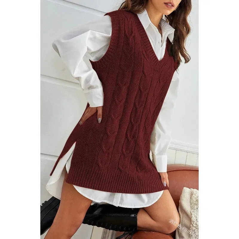 Lillymoda | Cielo - Styilsh Strickweste mit V-Ausschnitt