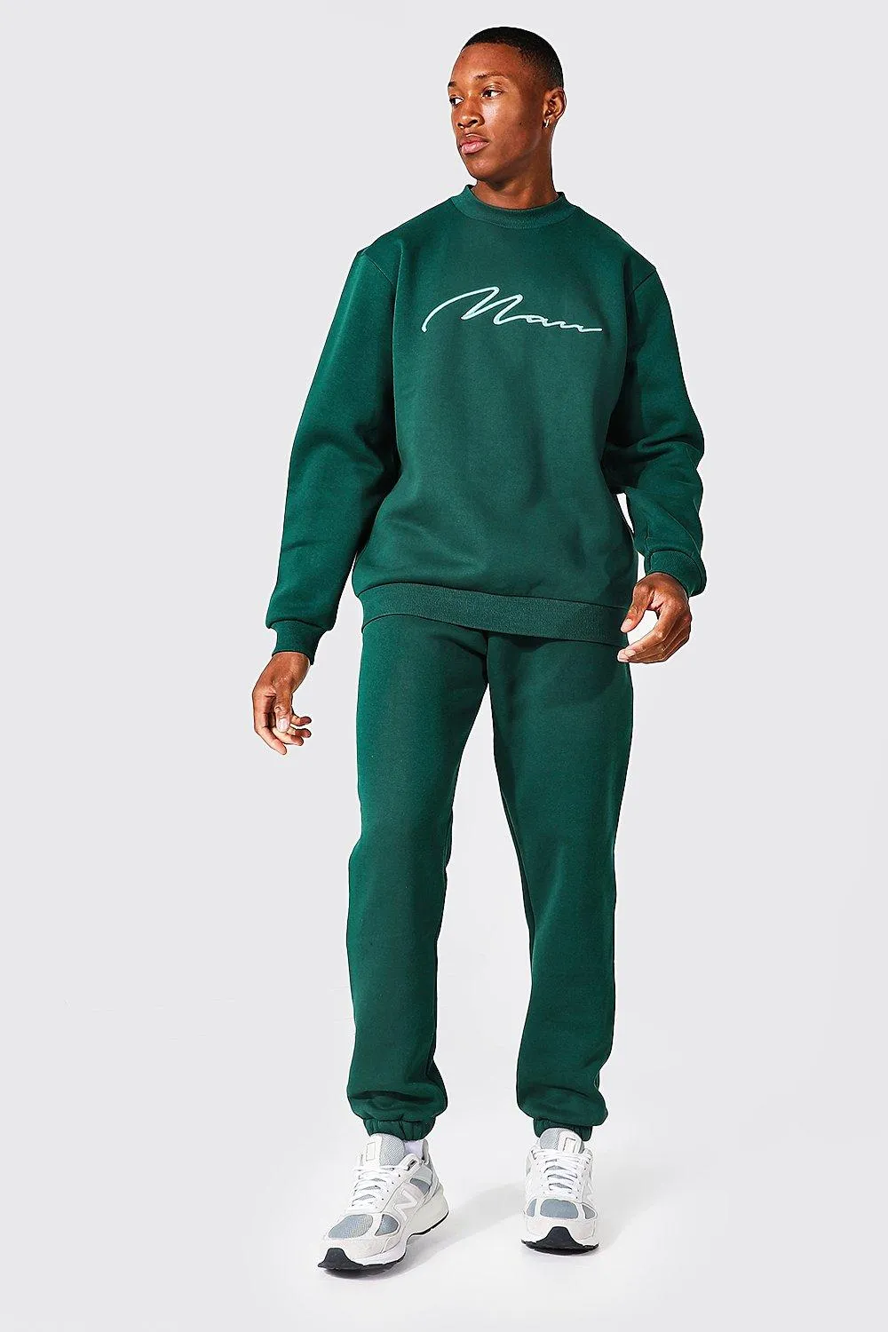 Man Signature Sweatshirt-Trainingsanzug mit 3D-Stickerei
