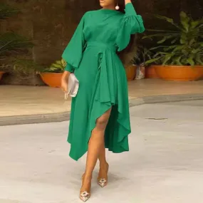 Mode O-Ausschnitt Langarmkleid