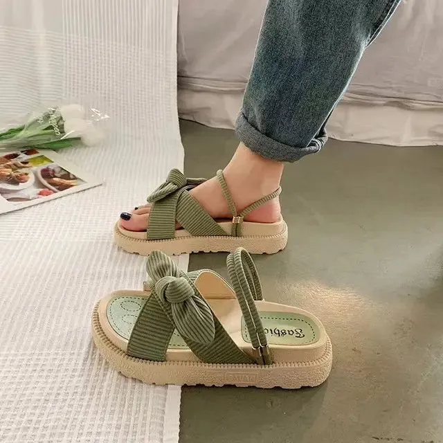 Modische Sommer Fee Stil Knopf Plateau Sandalen