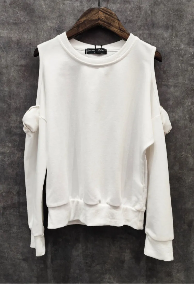 Mädchen-Sweatshirt mit offenen Schultern