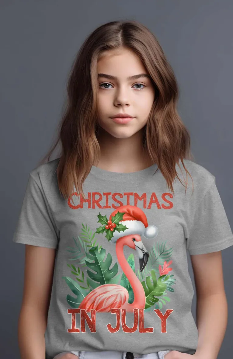 Mädchen-T-Shirt | Weihnachtsflamingo