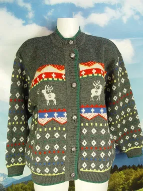 neuwertig mit Norweger-Muster TOP Strickjacke Jacke Trachtenjacke Gr.40