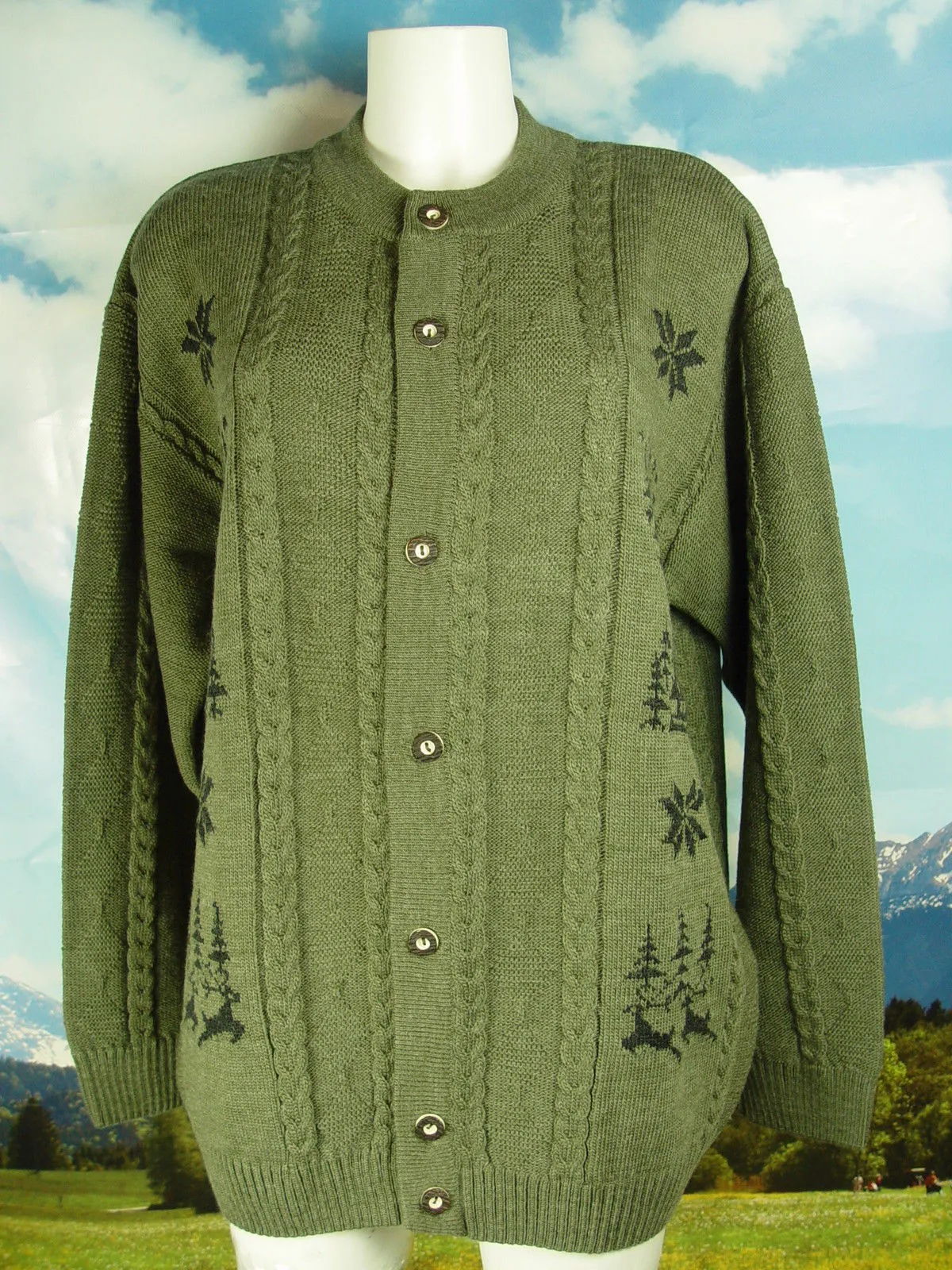 neuwertig Wintermotiv & Zopfmuster Strickjacke Walkjacke Janker Jacke Gr.54