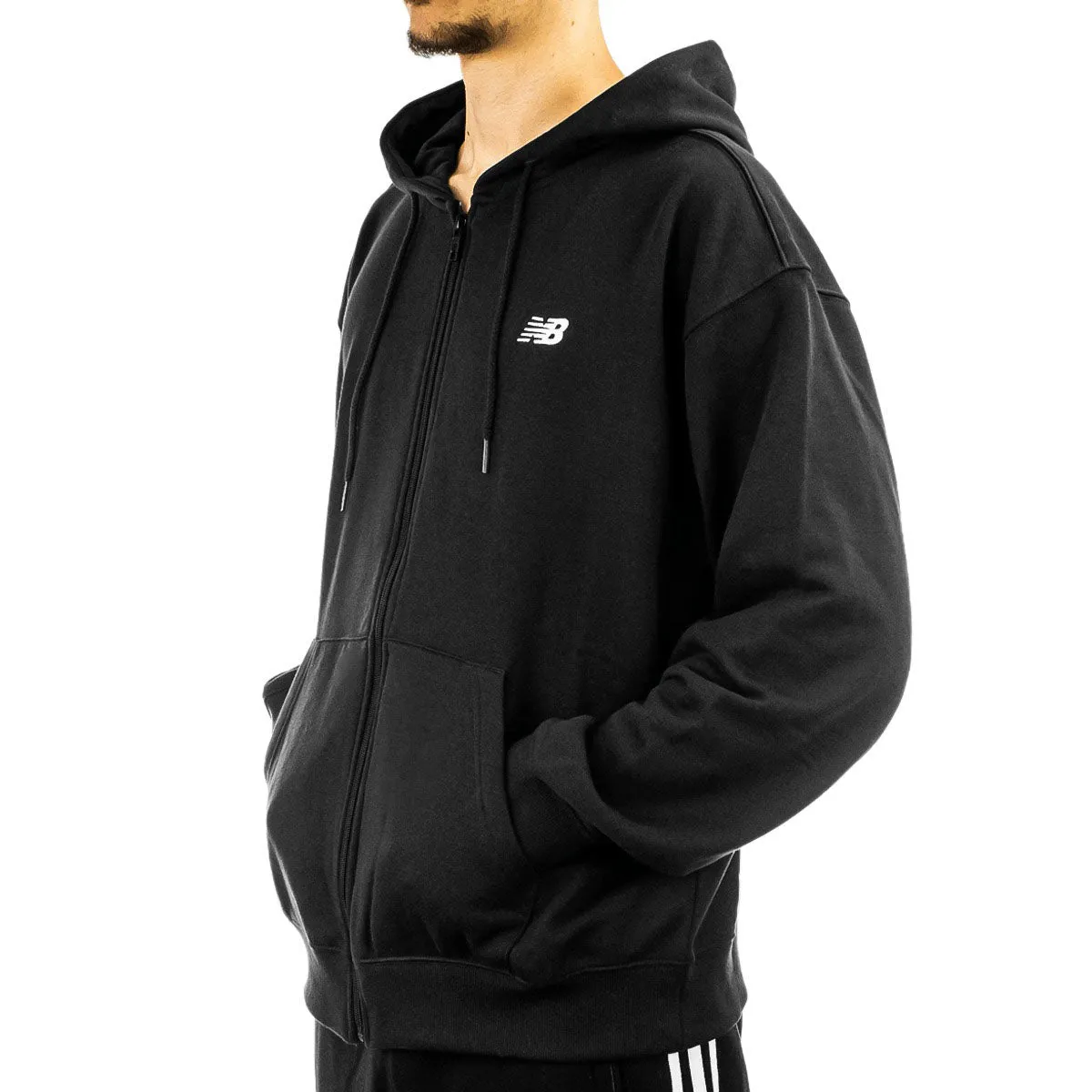 New Balance Sports Essentials Stacked Logo French Terry Full Zip Hoodie MJ41501-BK - schwarz
