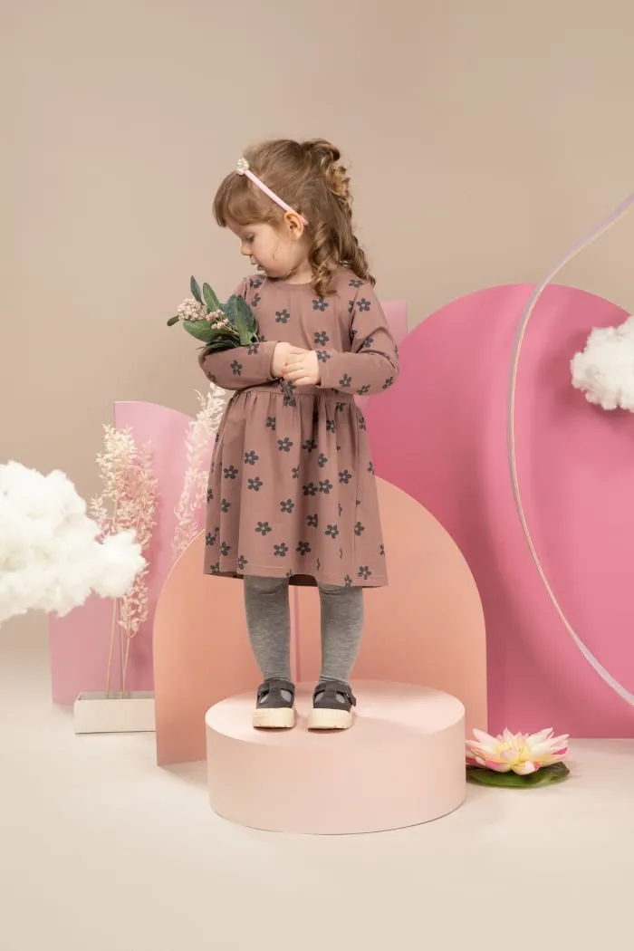 Niedliches Baby Langarmkleid - Blumenmuster ✾✿ Dunkelrosa