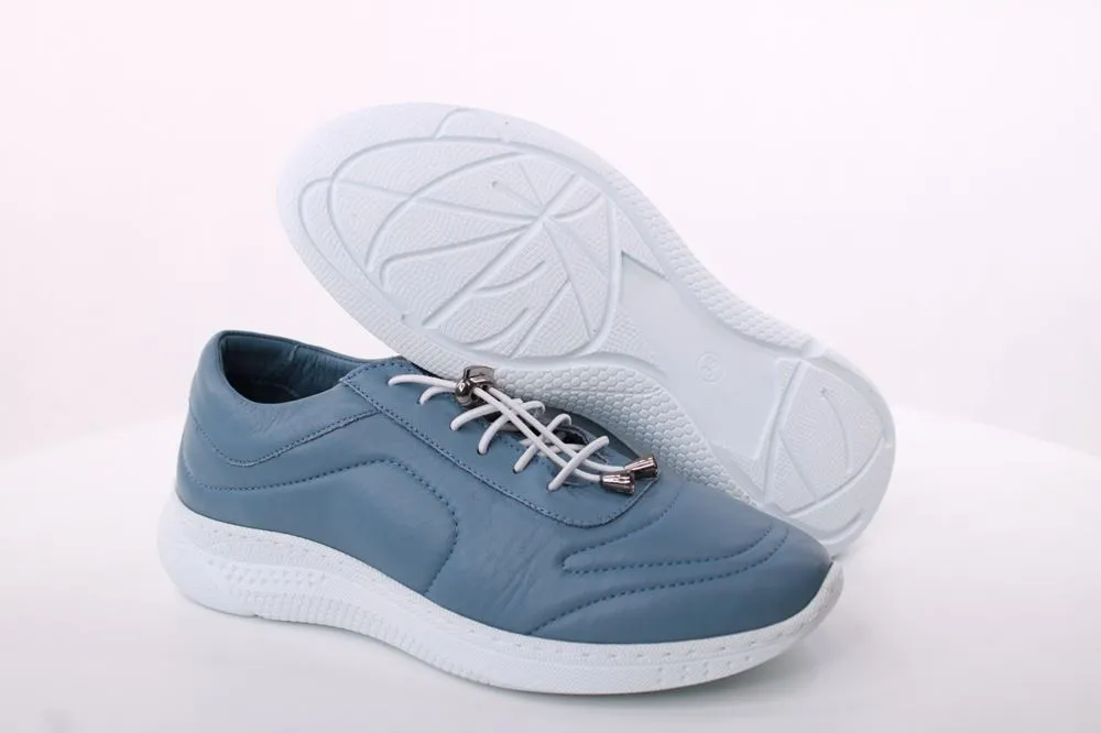 PETER ERIKSON Damen Sneaker Leder Wechsel- Fußbett blau, weiß S14 241861