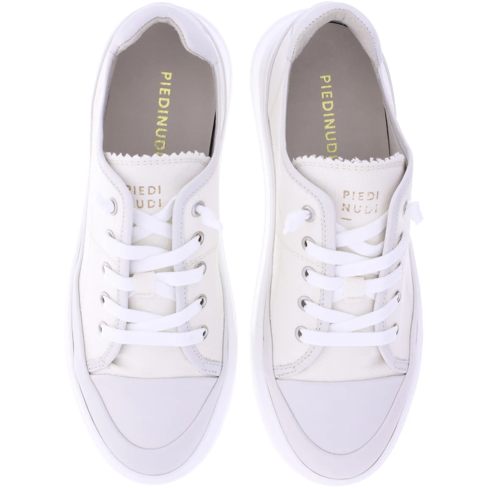 Piedi Nudi / Modell: Vigo / Farbe: Biege-White Canvas-Leder / Art.: 2610-0104 / Damen Sneaker
