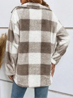 Rautenmuster Knopf Vorder Teddy Jacke