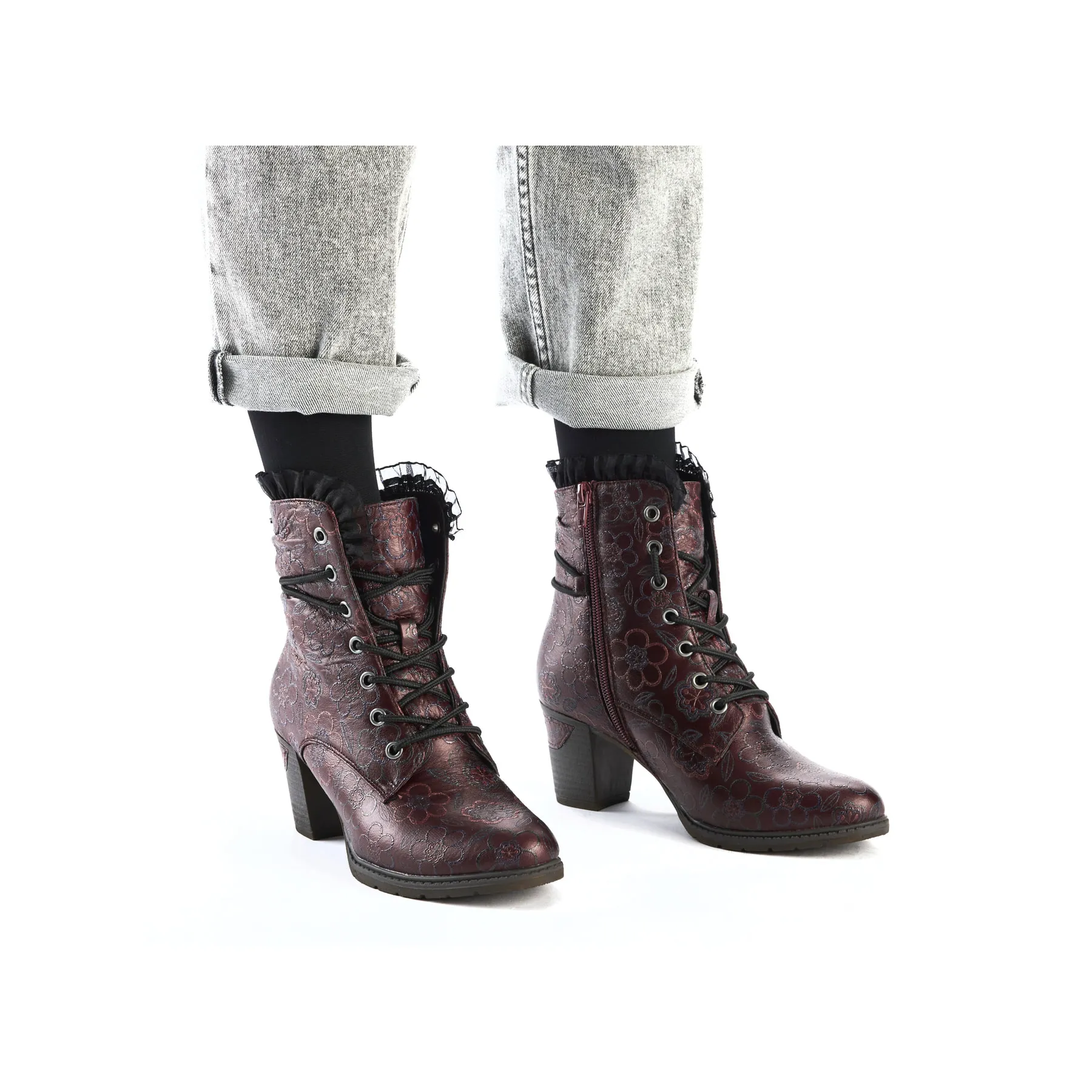 Rieker Damen Stiefeletten bordeaux | 96030-35