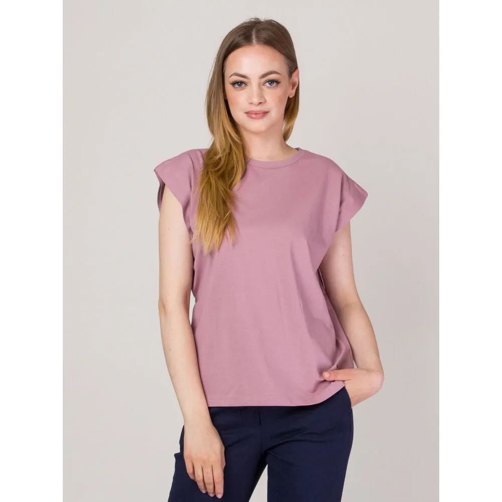 Rosafarbenes Damen T-Shirt ohne Muster 14266