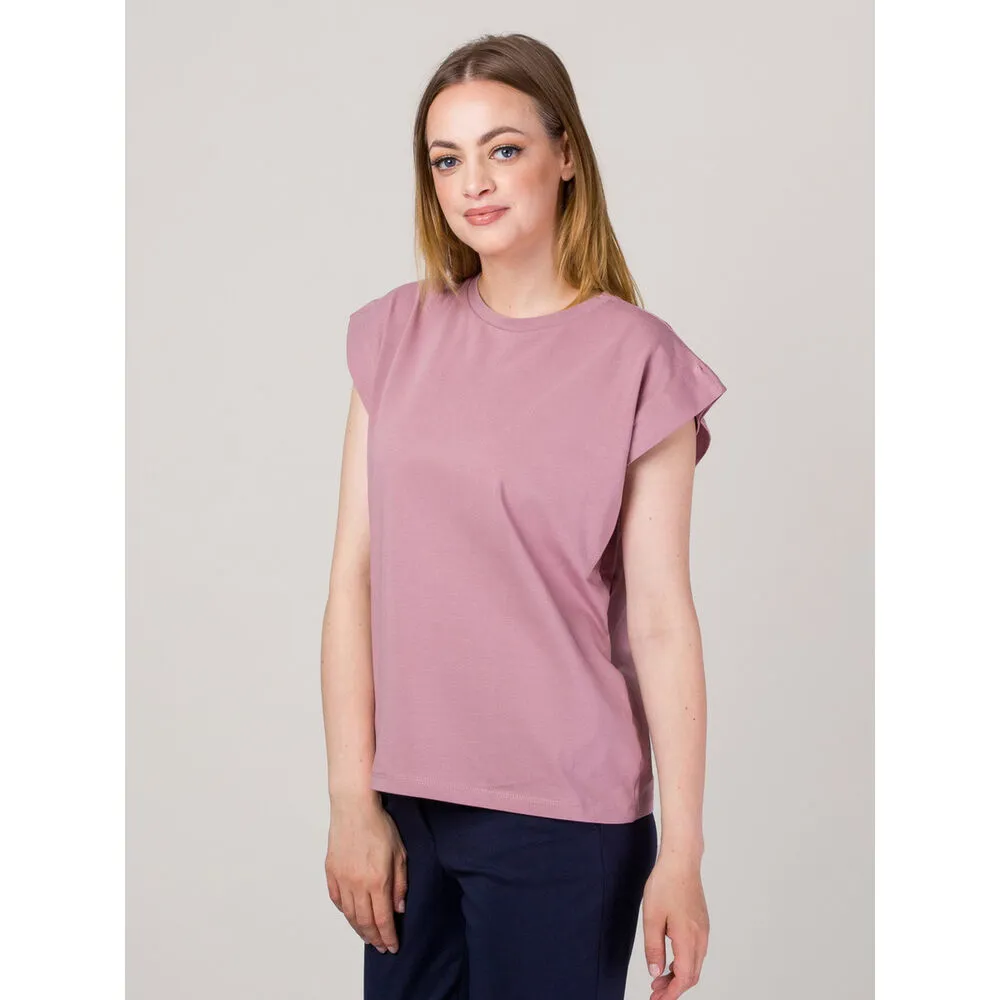 Rosafarbenes Damen T-Shirt ohne Muster 14266
