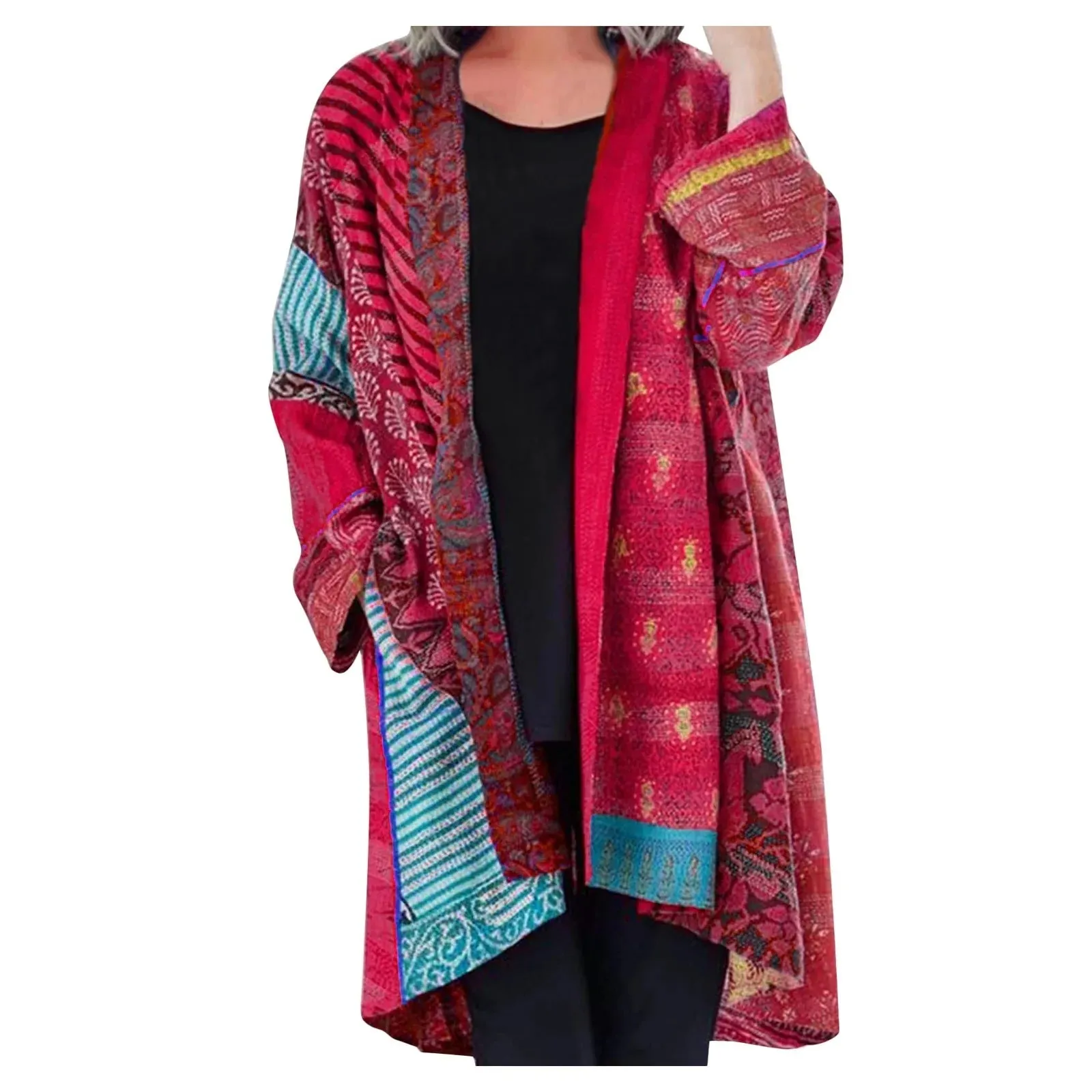 Sandsberg Rebel retro lockere Midi Strickjacke mit dynamischem Muster 