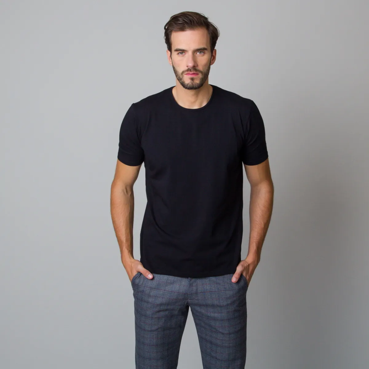 Schwarzes Herren T-Shirt ohne Musterung, 14055
