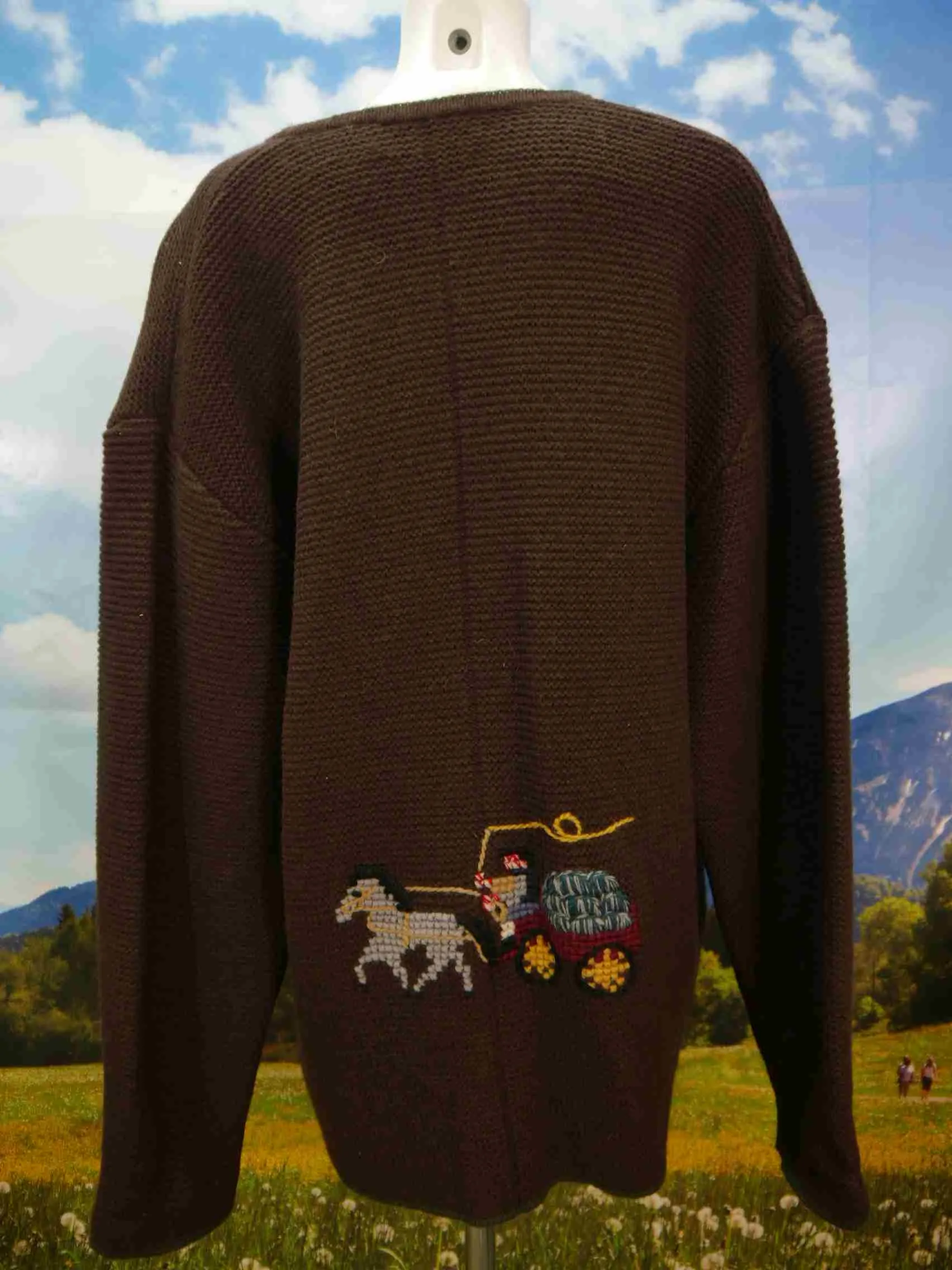 Scirocco braune Strickjacke mit Stickerei fesche Trachtenjacke Jacke Gr.52