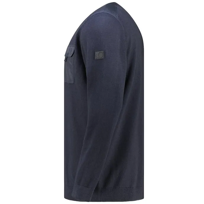 s.Oliver Feinstrickpullover im Material-Mix, blau 