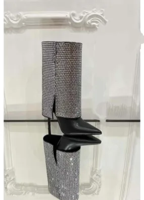 Stiefeletten aus Materialmix mit Absatz