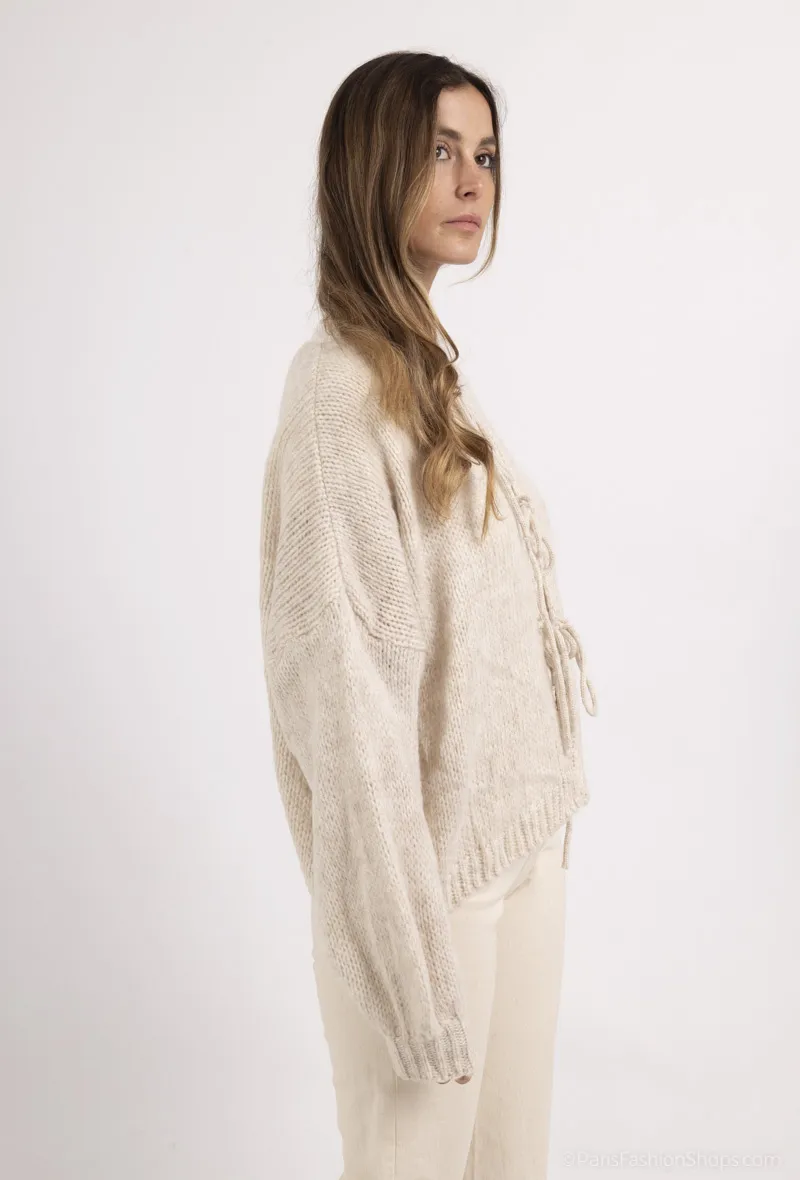 Strickjacke mit offenen Puffärmeln