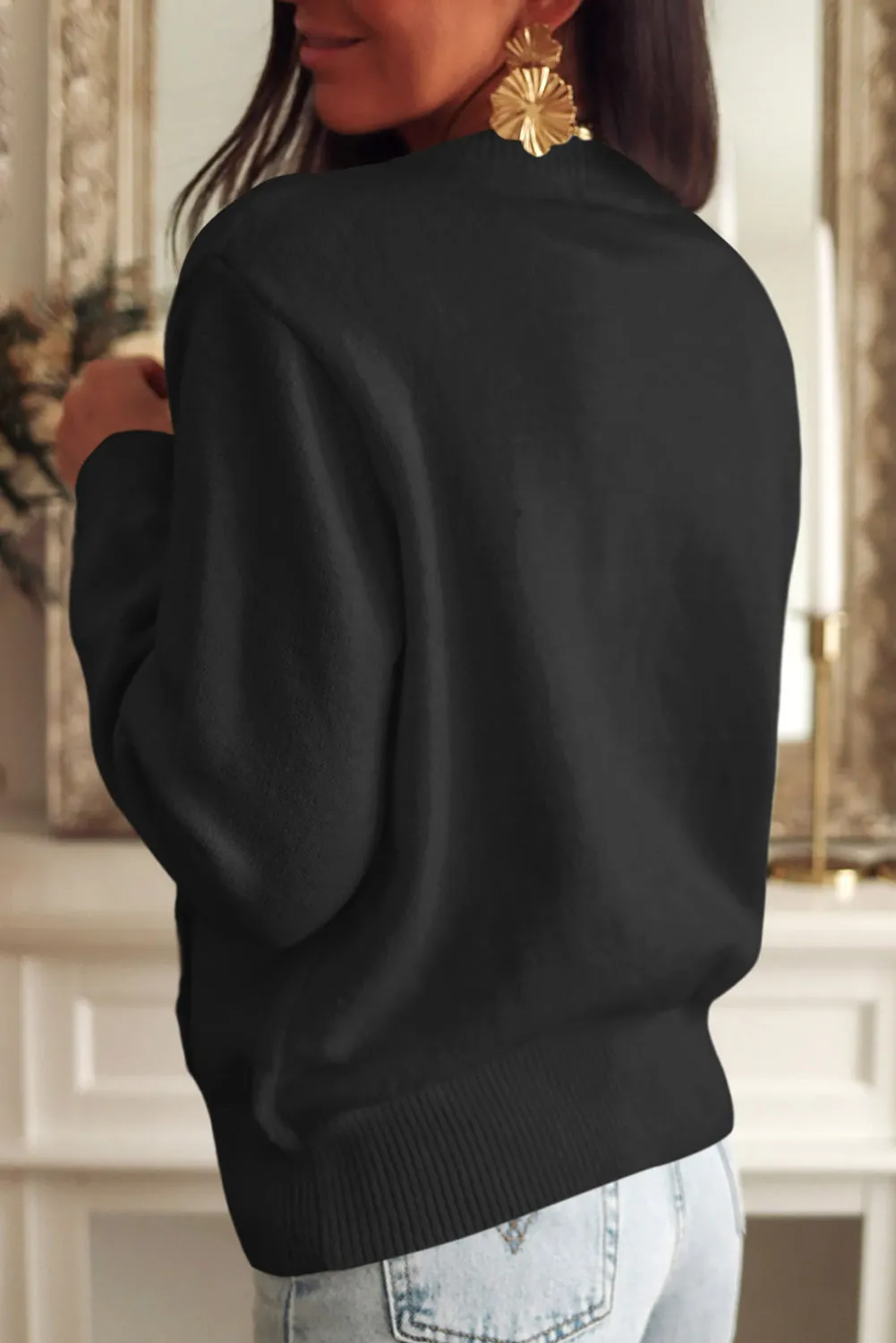 Strickjacke Mit Spitzenbesatz Und Geripptem Rundhalsausschnitt Und Knopfleiste