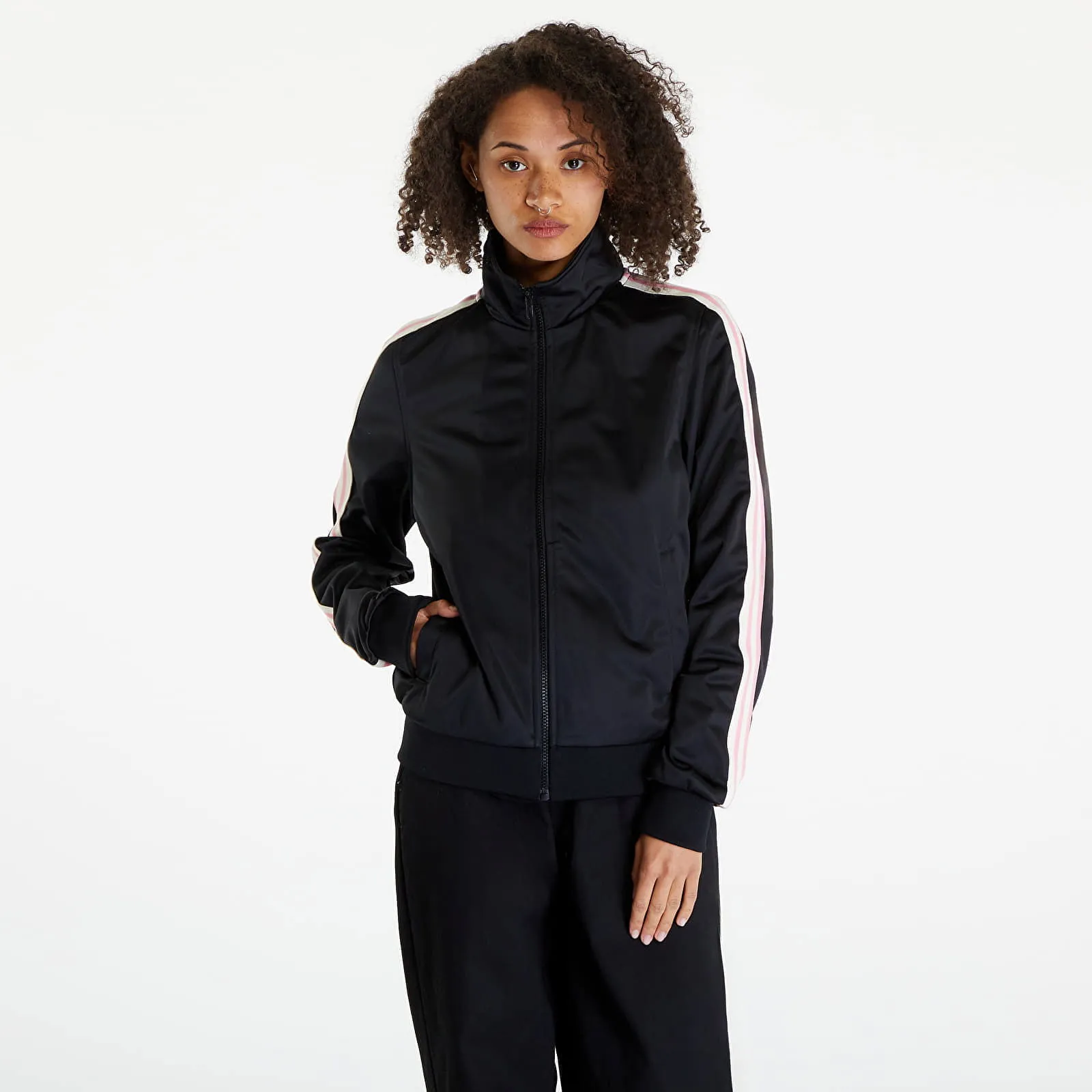 Sweatshirt Urban Classics Ladies Retro Track Jacket Black TB6189-00007