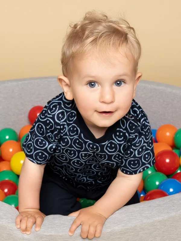 T-Shirt mit Allover-Smiley-Print Navy