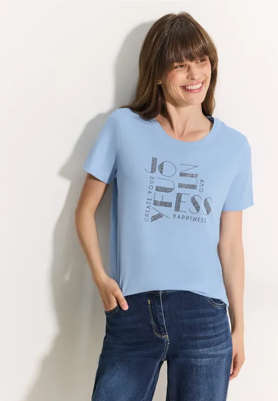 T-Shirt mit Steinchendeko