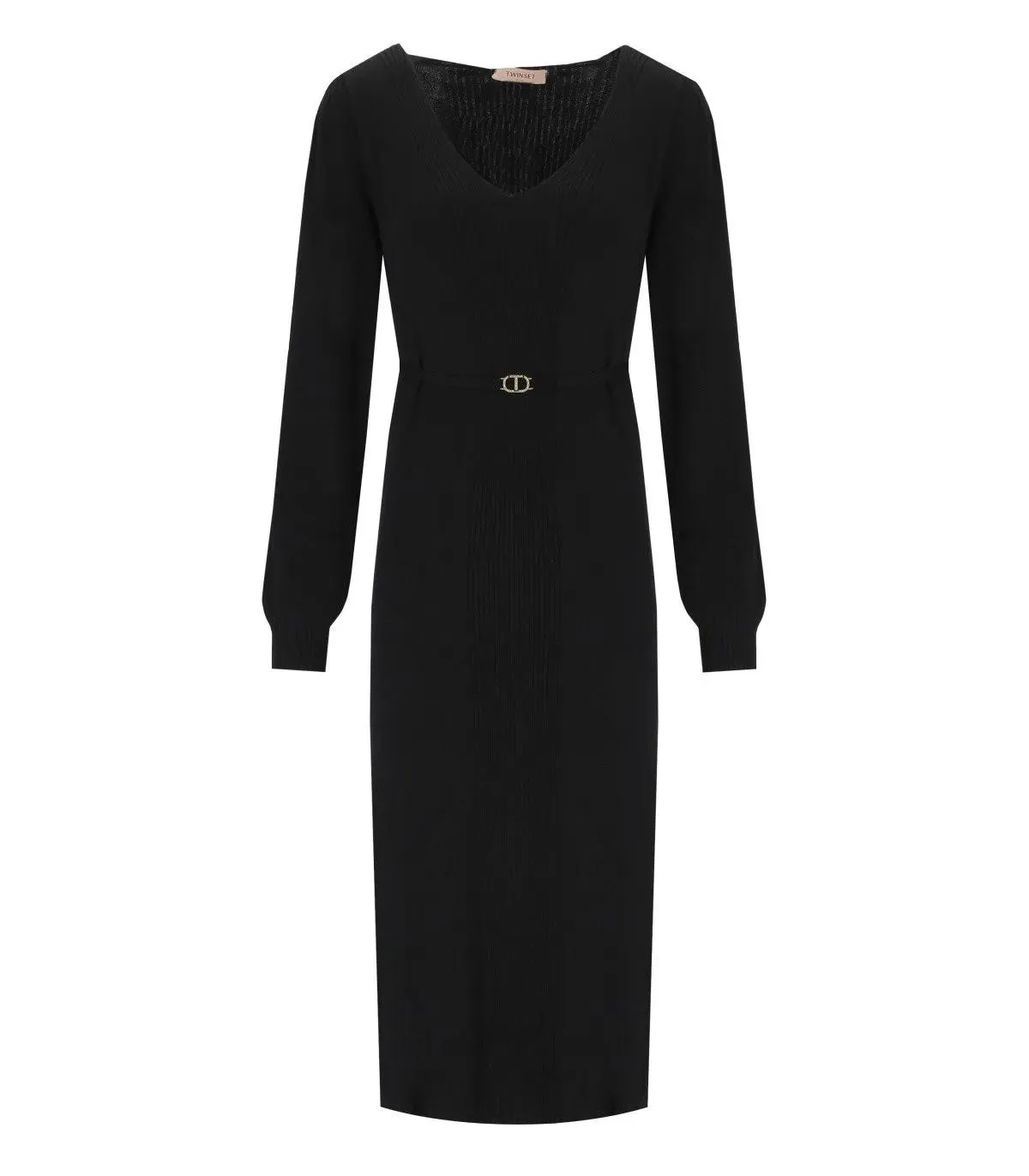   Twin-Set  TWINSET SCHWARZES MIDI STRICKKLEID schwarz  Kleider 
