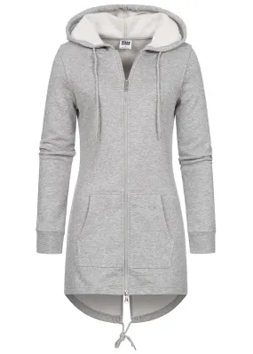 Urban Classics Damen Sweat Zip Hoodie Parka mit 2-Pockets hell grau